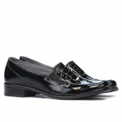 Pantofi casual dama 649 croco lac negru