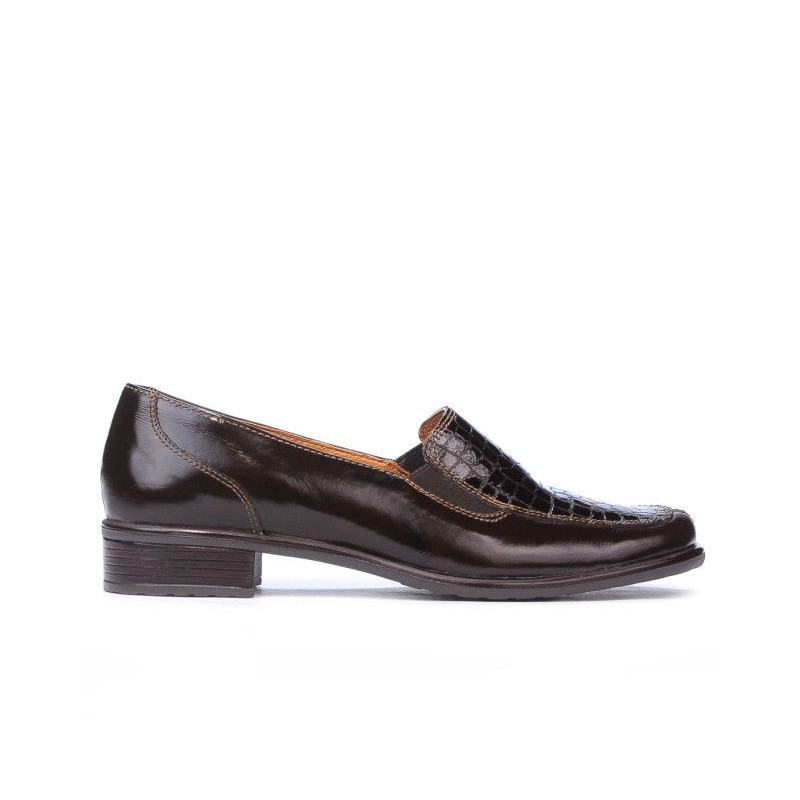 Pantofi casual dama 649 croco lac cafe