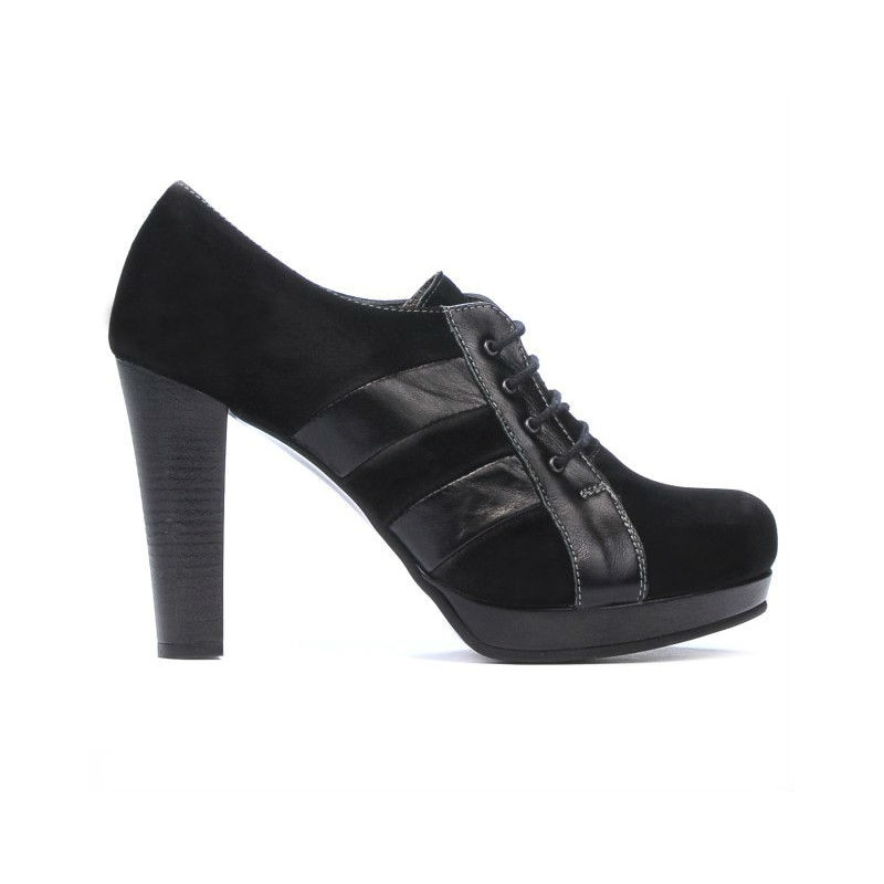 Pantofi eleganti dama 1211 negru antilopa combinat