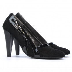 Pantofi eleganti dama 1208 negru antilopa+lac negru
