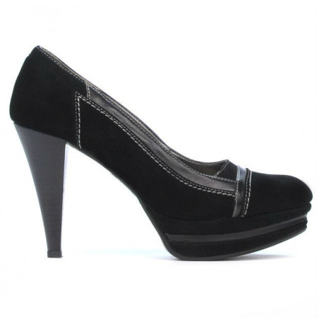 Pantifi eleganti dama 1094 negru antilopa+lac negru