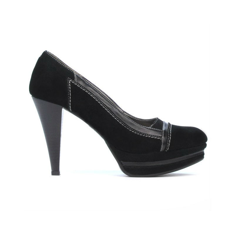 Pantifi eleganti dama 1094 negru antilopa+lac negru