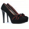 Pantofi eleganti dama 1095 negru antilopa+rosu