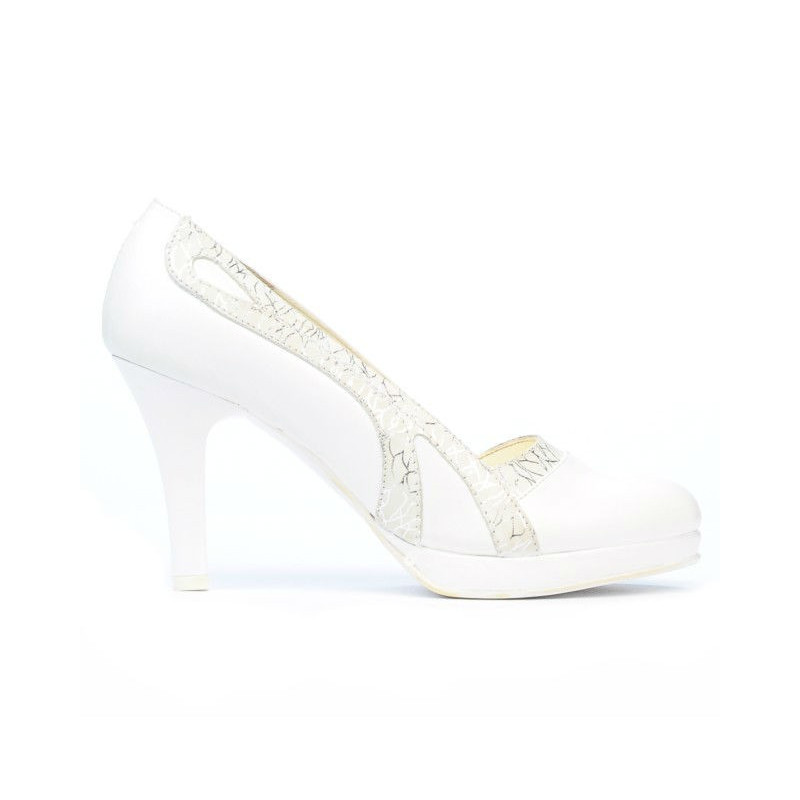 Pantofi eleganti dama 1208pl alb combinat