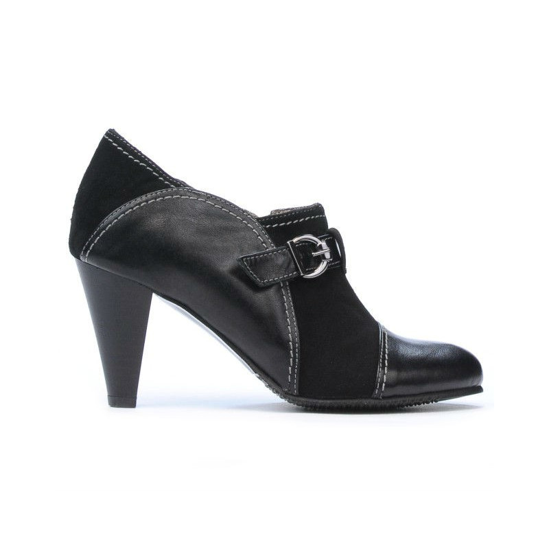 Pantofi eleganti dama 1210 negru antilopa combinat