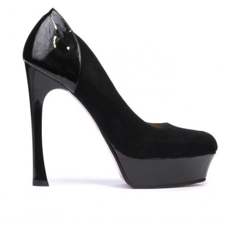 Pantofi eleganti dama 1212 negru antilopa combinat
