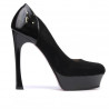 Pantofi eleganti dama 1212 negru antilopa combinat