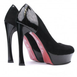 Pantofi eleganti dama 1212 negru antilopa combinat
