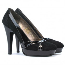 Pantofi eleganti dama 1206 negru antilopa combinat