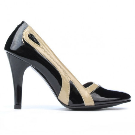 Pantofi eleganti dama 1208 lac negru+bej