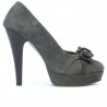 Pantofi eleganti dama 1095-1 gri antilopa combinat
