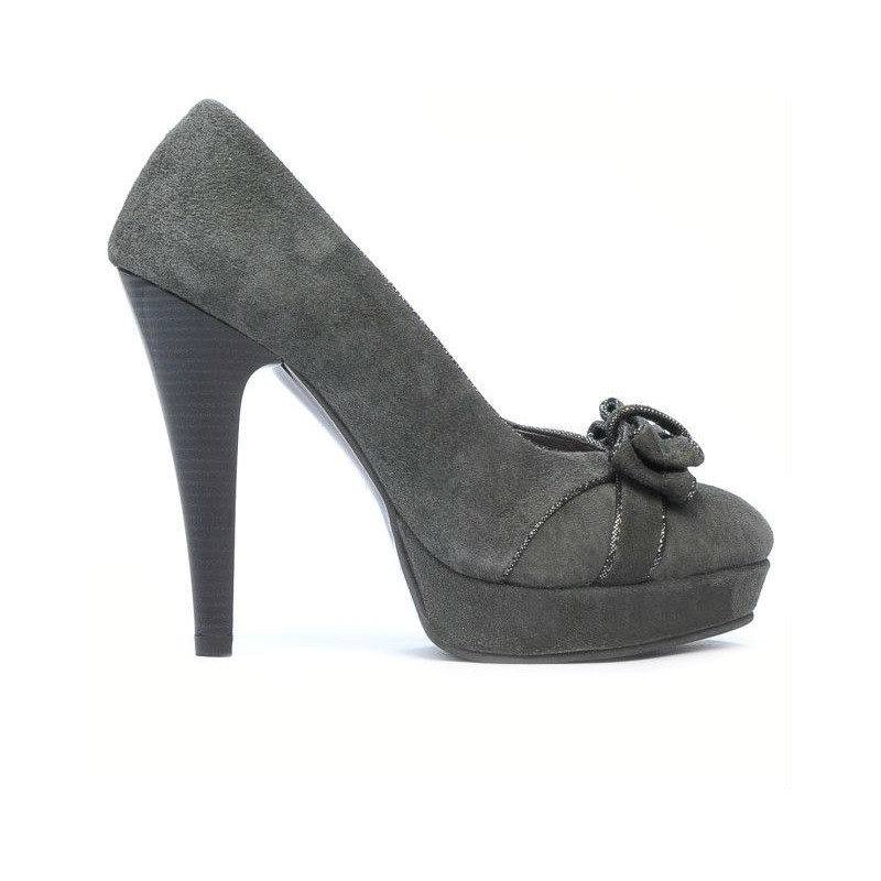 Pantofi eleganti dama 1095-1 gri antilopa combinat