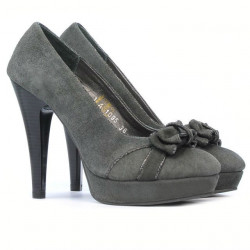 Pantofi eleganti dama 1095-1 gri antilopa combinat