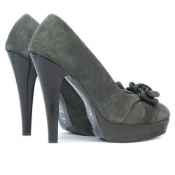 Pantofi eleganti dama 1095-1 gri antilopa combinat