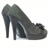 Pantofi eleganti dama 1095-1 gri antilopa combinat