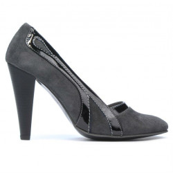 Pantofi eleganti dama 1208 gri antilopa combinat