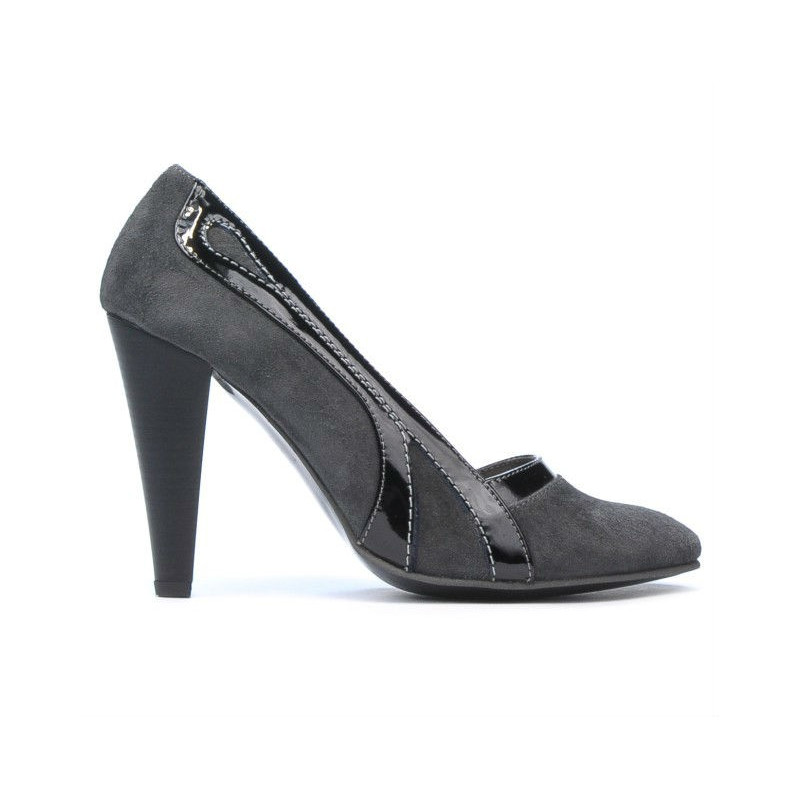 Pantofi eleganti dama 1208 gri antilopa combinat