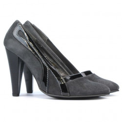 Pantofi eleganti dama 1208 gri antilopa combinat