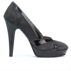 Pantofi eleganti dama 1206 gri antilopa combinat