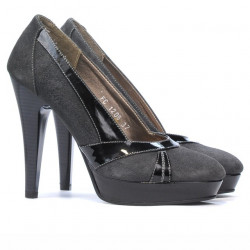 Pantofi eleganti dama 1206 gri antilopa combinat