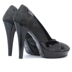 Pantofi eleganti dama 1206 gri antilopa combinat