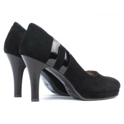 Pantofi eleganti dama 1086 negru antilopa+lac negru