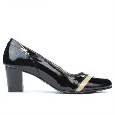 Pantofi eleganti dama 1217 lac negru+bej