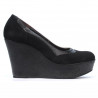Pantofi casual dama 630 negru velur combinat