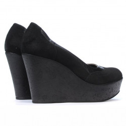 Pantofi casual dama 630 negru velur combinat