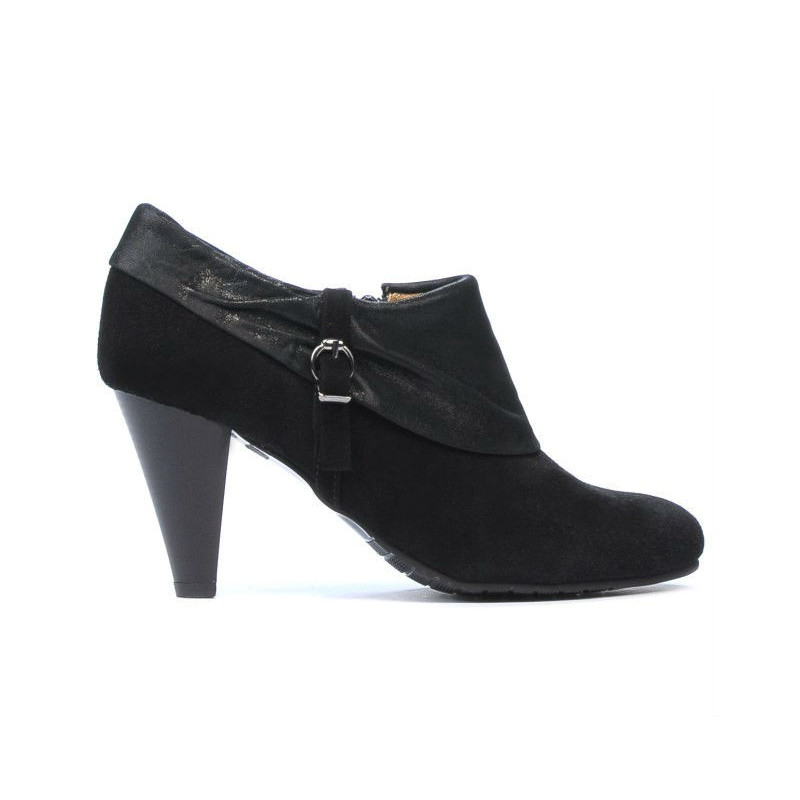 Pantofi eleganti dama 1089 negru antilopa combinat