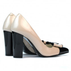 Pantofi eleganti dama 1262 lac bej+negru