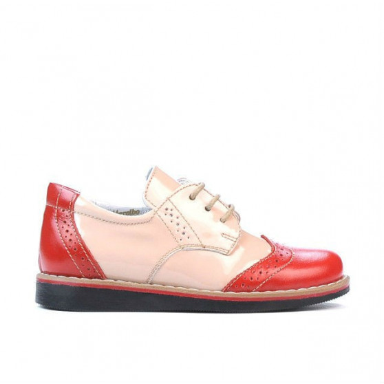 Pantofi copii mici 60c lac rosu+bej Pantofi copii mici 60c lac rosu+bej