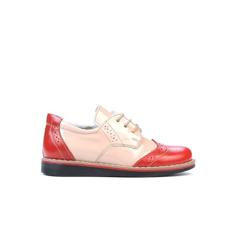 Pantofi copii mici 60c lac rosu+bej