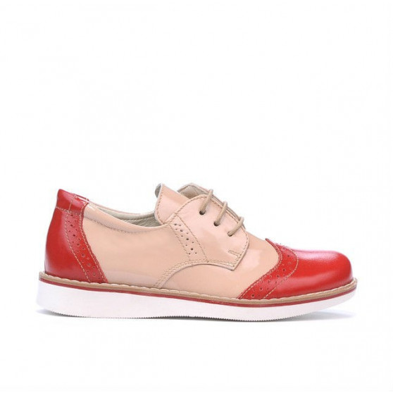 Pantofi copii mici 60c lac rosu+bej01 Pantofi copii mici 60c lac rosu+bej01