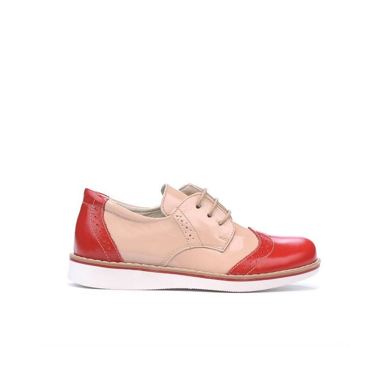 Pantofi copii mici 60c lac rosu+bej01