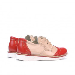 Pantofi copii mici 60c lac rosu+bej01