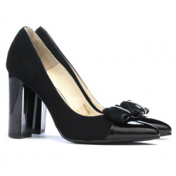 Pantofi eleganti dama 1262 negru antilopa combinat