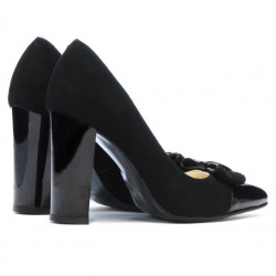 Pantofi eleganti dama 1262 negru antilopa combinat
