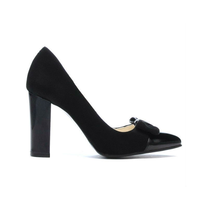 Pantofi eleganti dama 1262 negru antilopa combinat