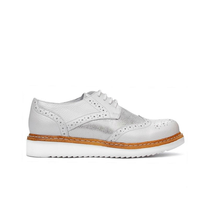 Pantofi casual dama 663-1 alb sidef combinat