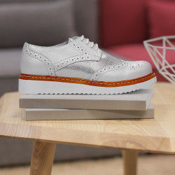 Pantofi casual dama 663-1 alb sidef combinat