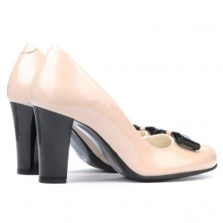 Pantofi eleganti dama 1245 lac ivoriu+negru