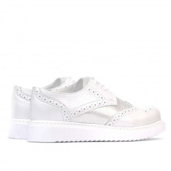 Pantofi casual dama 663-2 alb sidef combinat