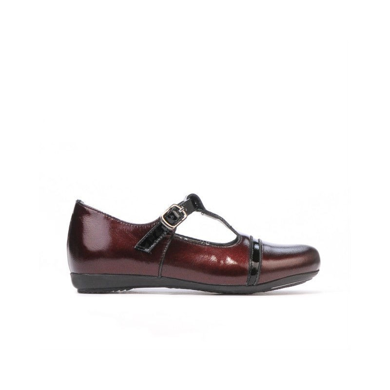 Pantofi copii mici 62c lac bordo+negru