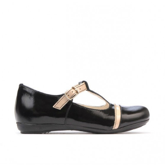 Pantofi copii mici 62c lac negru+bej Pantofi copii mici 62c lac negru+bej