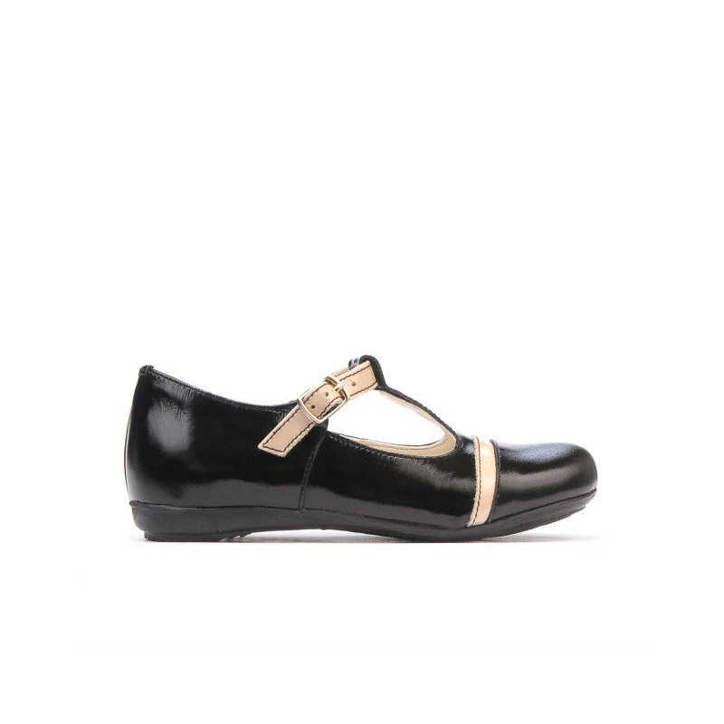 Pantofi copii mici 62c lac negru+bej