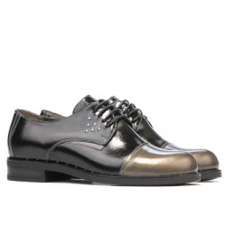 Pantofi casual dama 696 lac negru combinat
