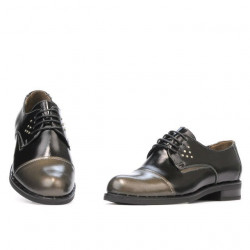 Pantofi casual dama 696 lac negru combinat