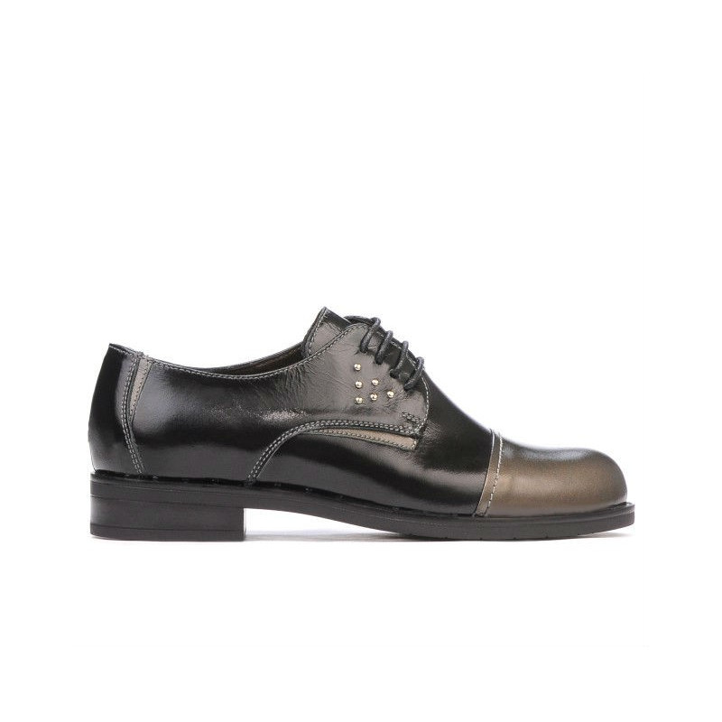 Pantofi casual dama 696 lac negru combinat