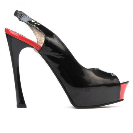 Sandale dama 1215 lac negru+rosu